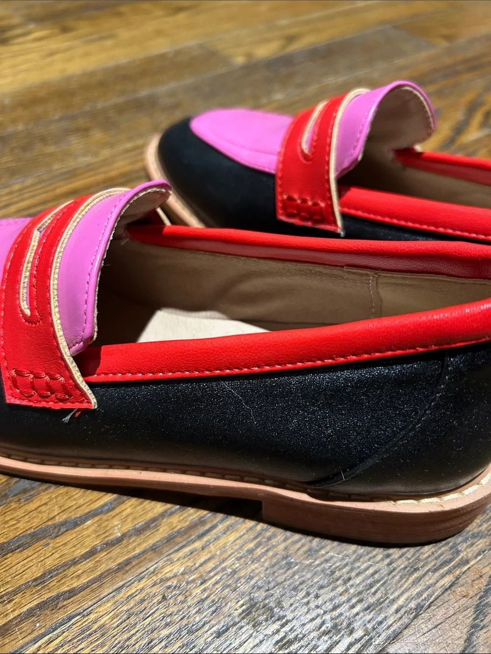 Women’s Two-Tone Pink and Black Penny Loafers size 37